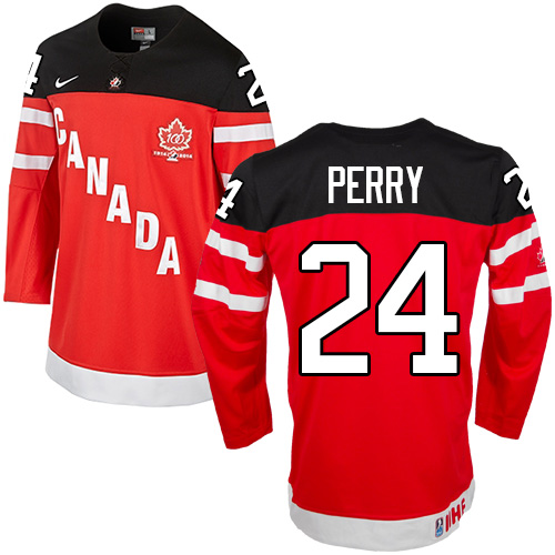 Olympic Hockey Team Canada #24 Corey Perry Authentic Rot 100th Anniversary